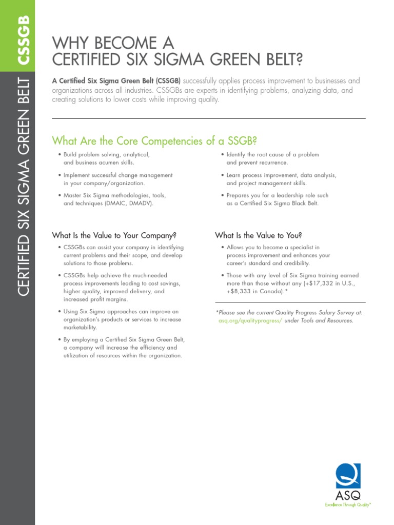 Cert Factsheet CSSGB | PDF | Six Sigma | Business
