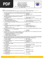 One Deped One Pampanga: Division of Pampanga City of San Fernando Pre - Test in Food Processing 10 S.Y. 2021-2022