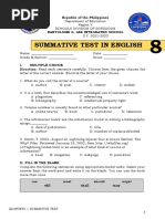 Summative Test in English: Republic of The Philippines