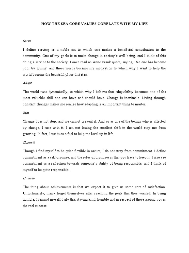 Essay Core Values PDF