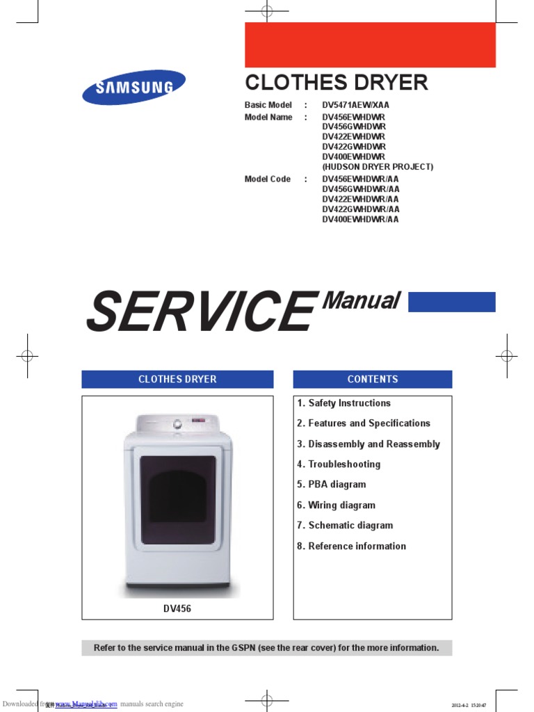 Service: Clothes Dryer | PDF | Clothes Dryer | Ac Power Plugs And Sockets