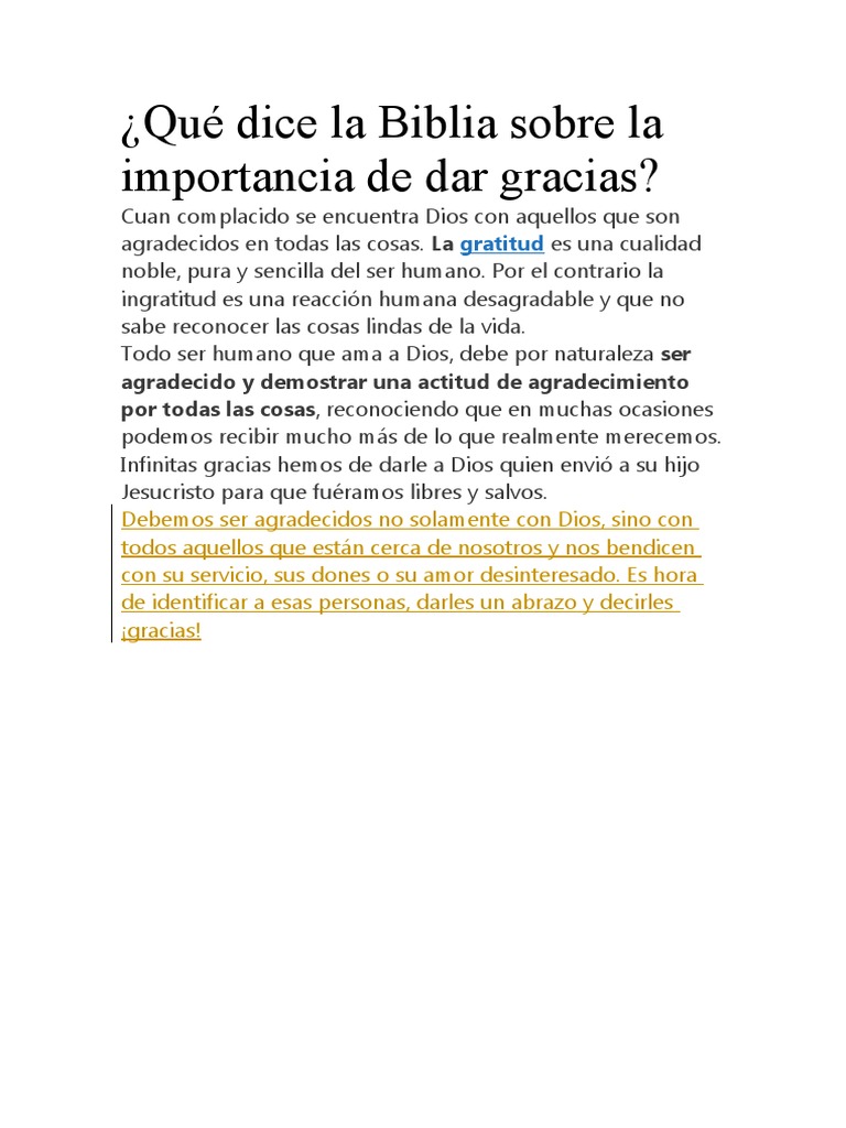 Qué Dice La Biblia Sobre La Importancia de Dar Gracias | Descargar ...