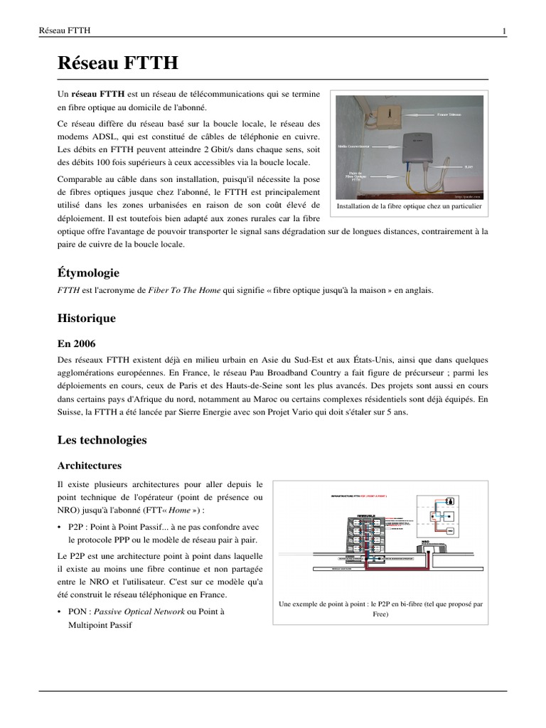 FTTH | PDF | FTTx | Fibre optique