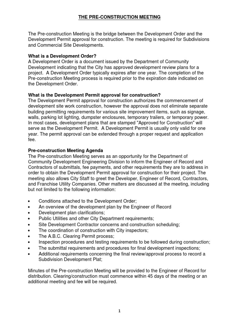 The Pre-Construction Meeting | PDF