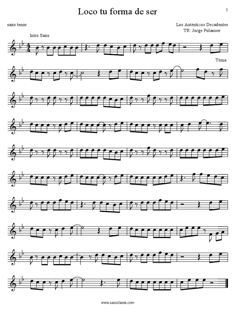Loco Tu Forma De Ser Tenor Pdf Spanish Language Music Argentine Music