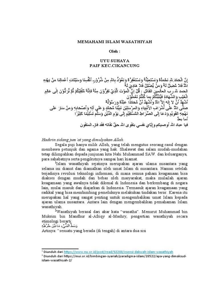 Memahami Islam Wasathiyah Pdf
