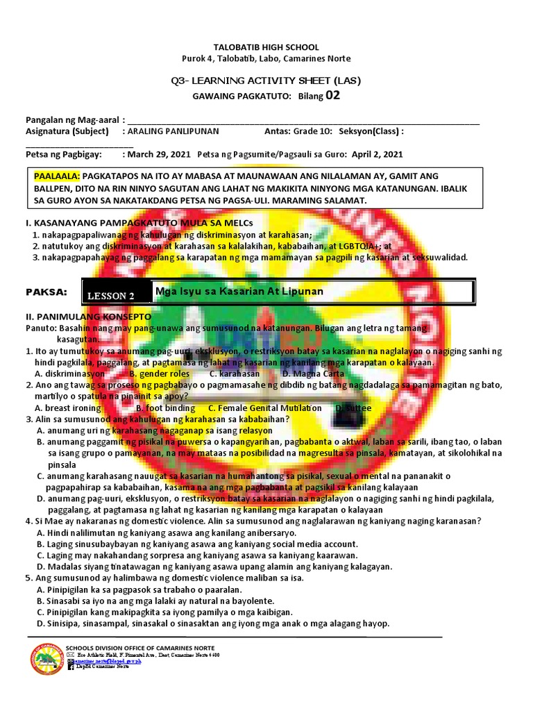 Lasap10 Q3 W2 | PDF