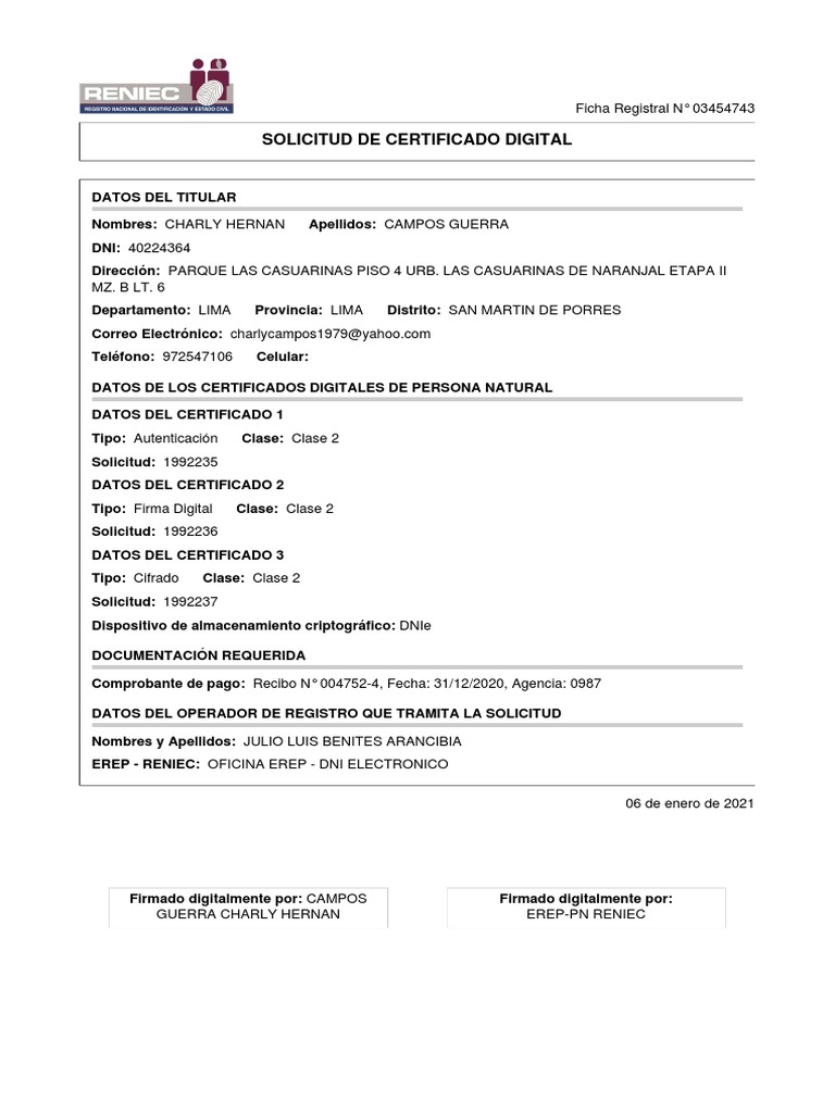 Solicitud de Certificado Digital DNIe | PDF | Clave (criptografía ...