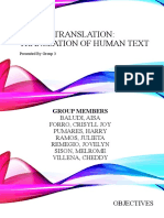 Human Translation: Translation of Human Text: Presented by Group 3