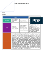Verbal Evaluation Sheet: Student's Name