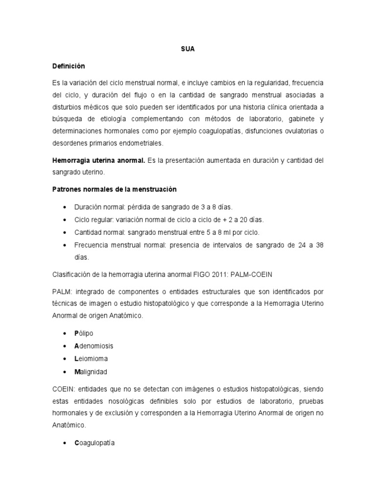 SUA Definición | PDF | Ciclo menstrual | Menstruación