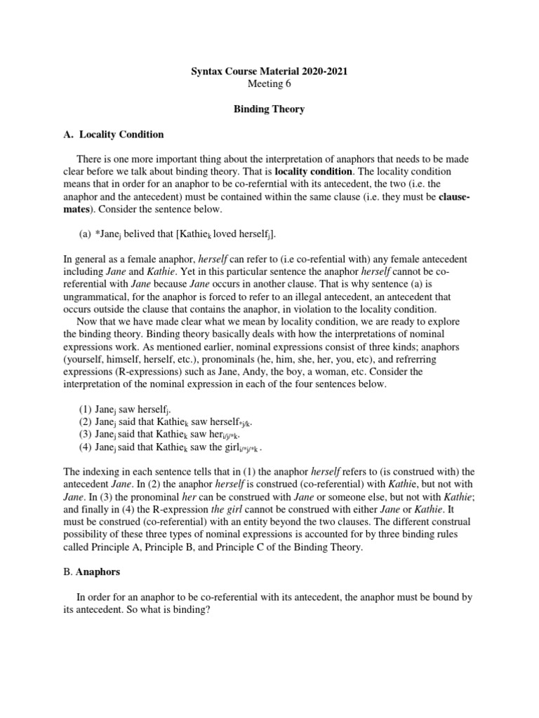 Syntax Course Material M6 | PDF | Pronoun | Syntactic Relationships