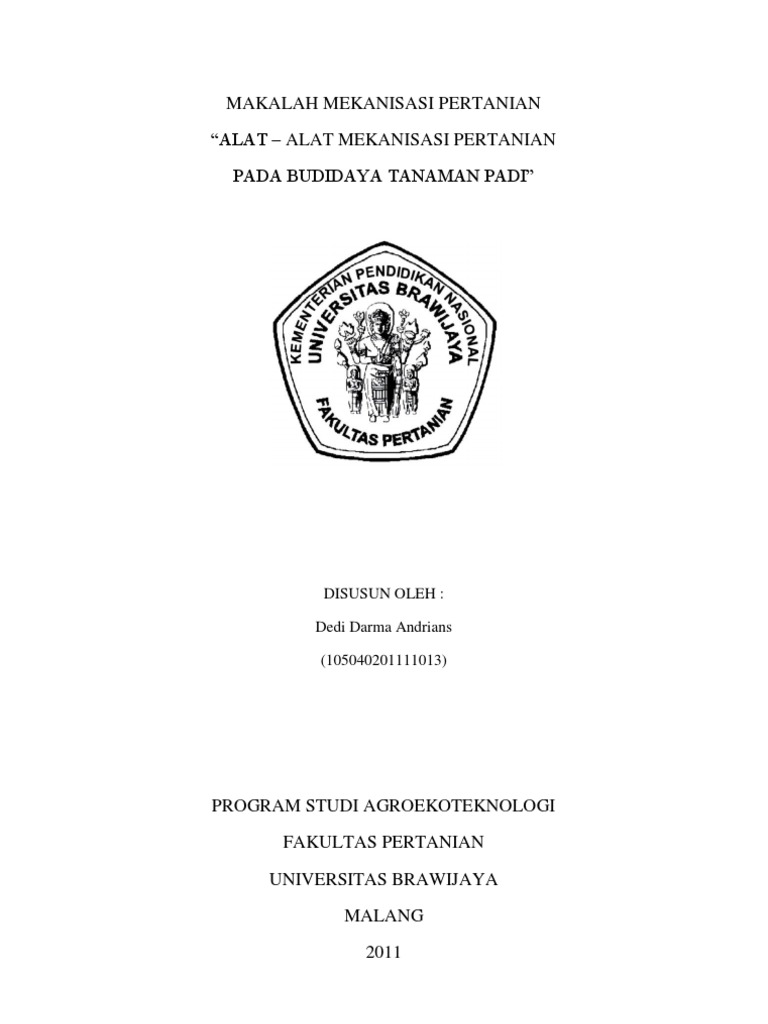Makalah Mekanisasi Pertanian Tentang Alat Alat Mekanisasi 