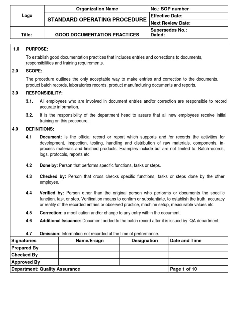 Good Documentation Practices | PDF | Quality Assurance