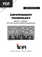 Empowerment Technology: Quarter 1 - Module 1 ICT in The Context of Global Communication