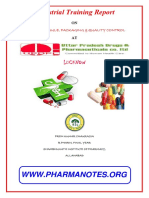 Industrial Training Report For Pharma Students