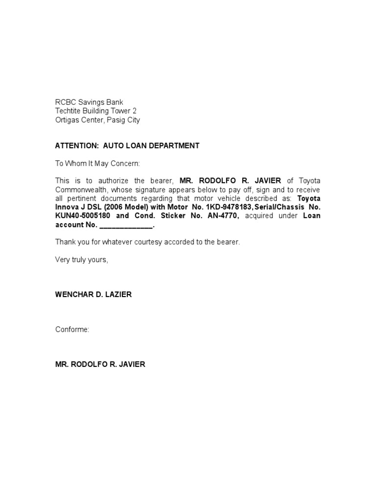 docshare-tips-authorization-letter-for-car-loandoc-pdf