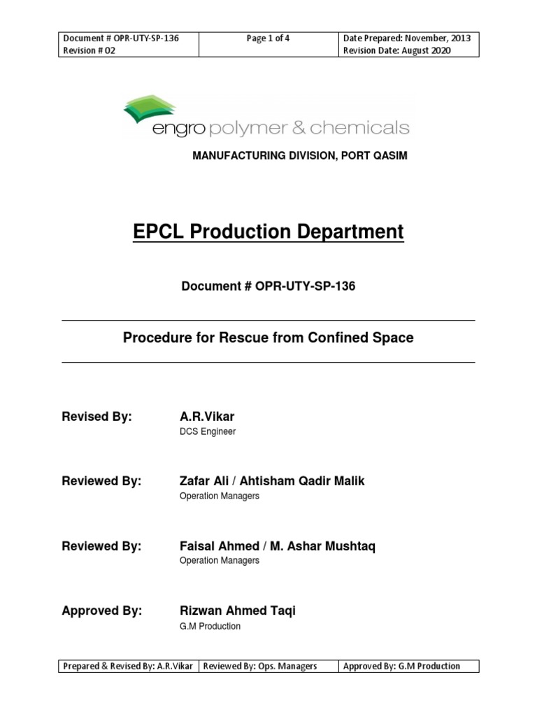 Confined Space Rescue Procedure Guide | PDF | Workplace | Occupational ...