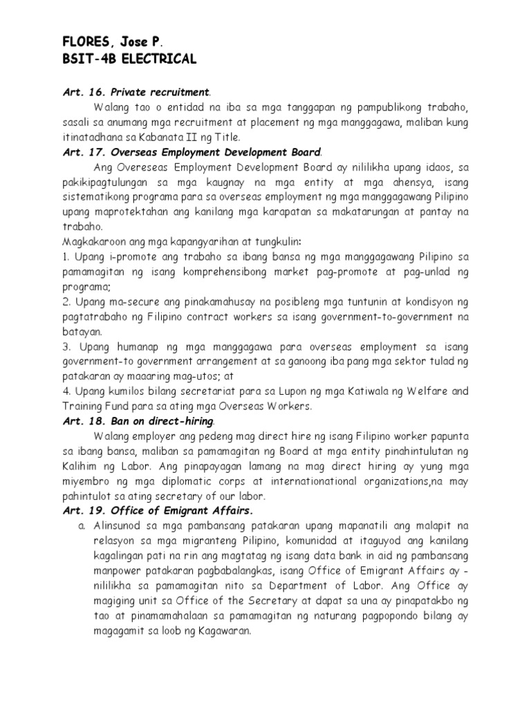 Activity 1 - Article 16-42 Labor Code | PDF