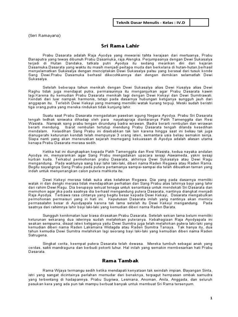 Latar Belakang Prabu Dasarata dan Rama | PDF | Agama & Spiritualitas