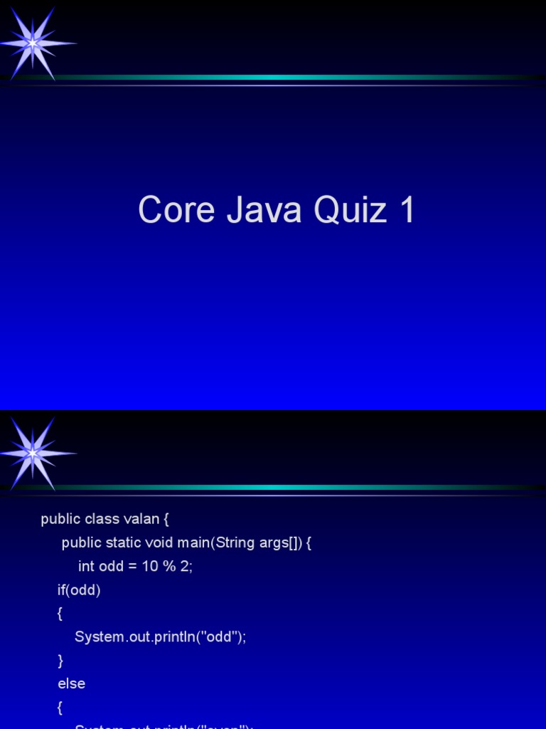 Core Java Quiz 1 | PDF | Object Oriented Programming | Information ...