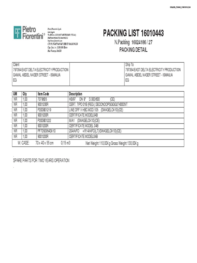 Gas Reduction Station Spare Parts PDF Industrial Processes