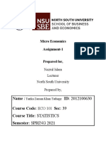 Name: ID: 2012100630 Course Code: Sec: 39 Course Title: STATISTICS Semester: SPRING 2021