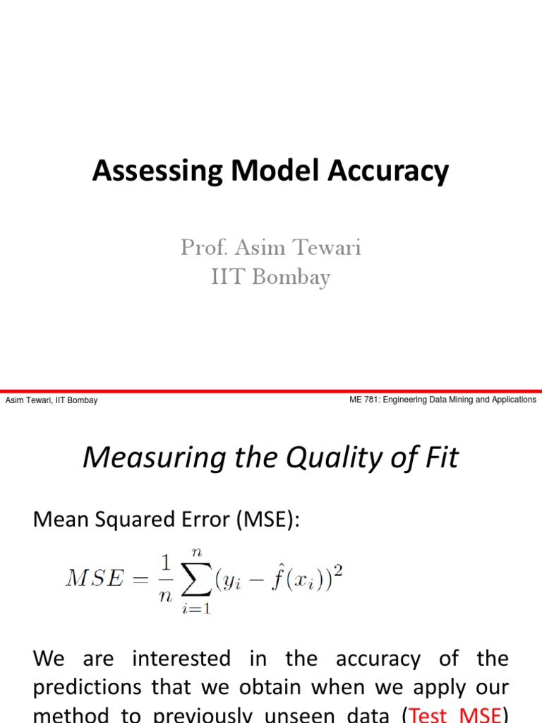 19 Assessing Model Accuracy | PDF | Mean Squared Error | Regression ...