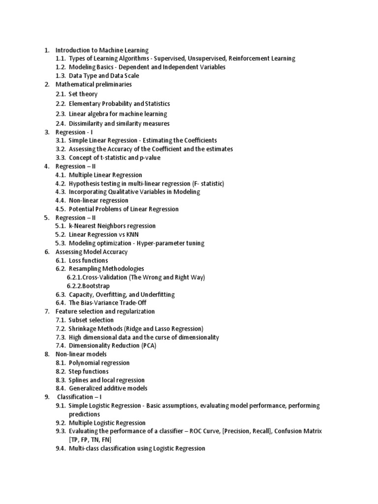 ME 781 Statistical Machine Learning and Data Mining-Outline | PDF ...
