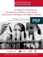 Recruiting Quality Teachers in Mathematics, Science, and Special Education For Urban and Rural Schools