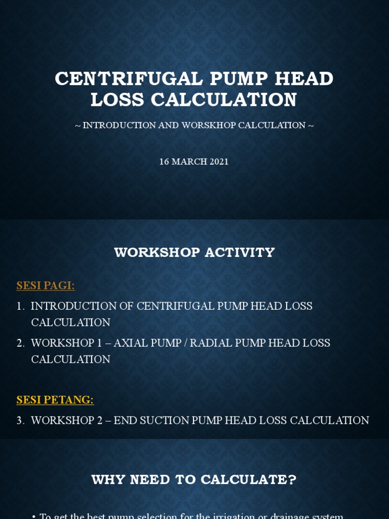 Centrifugal Pump Head Loss Calculation PDF