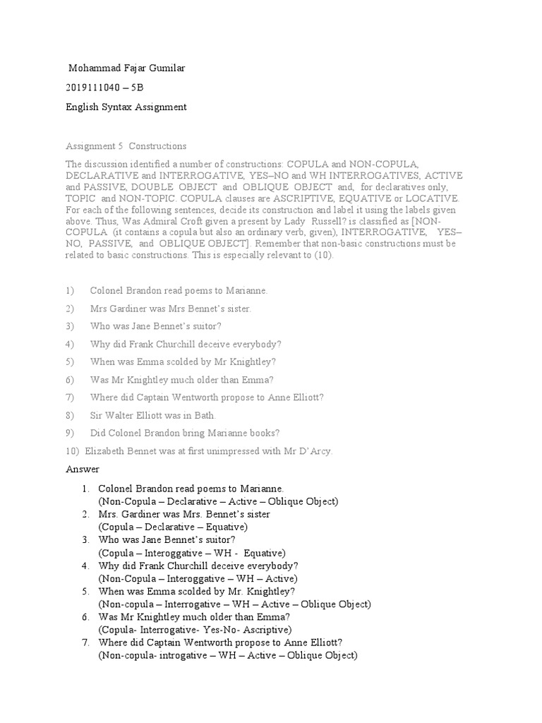 Syntax (5) Mohammad Fajar Gumilar - 2019111040 - 5B (2021) | PDF