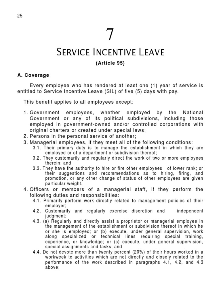 DOLE Service Incentive Leave Overview | PDF | Employment | Salary