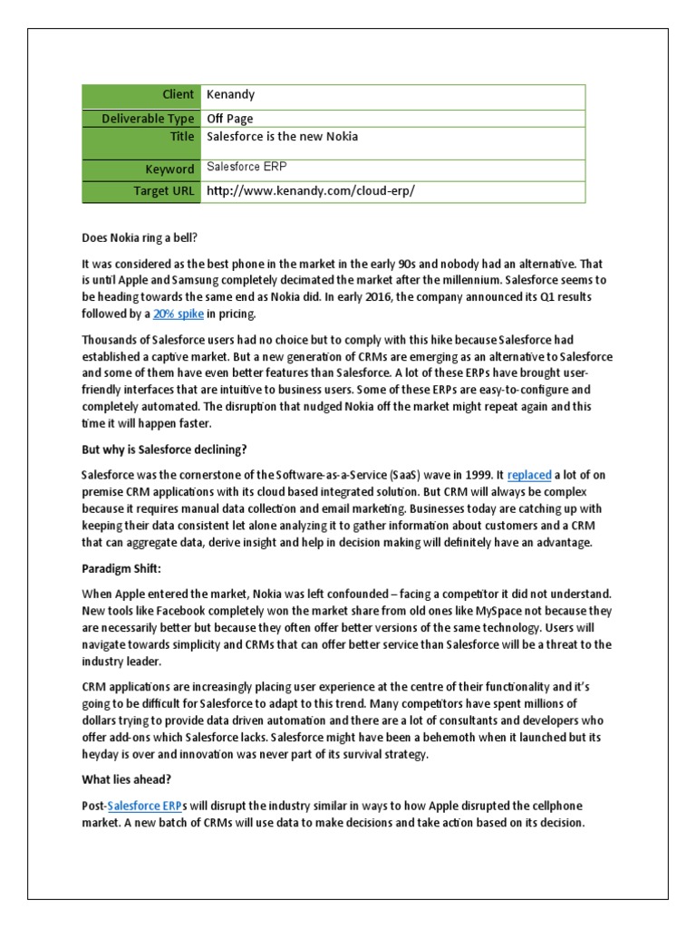 Salesforce's Decline and ERP Disruption | PDF | Customer Relationship ...