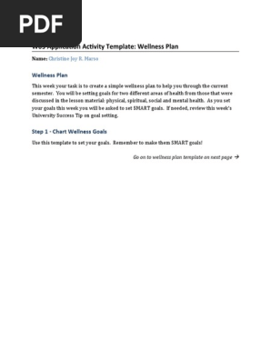 Pc103 Document w03ApplicationActivityTemplate WellnessPlan
