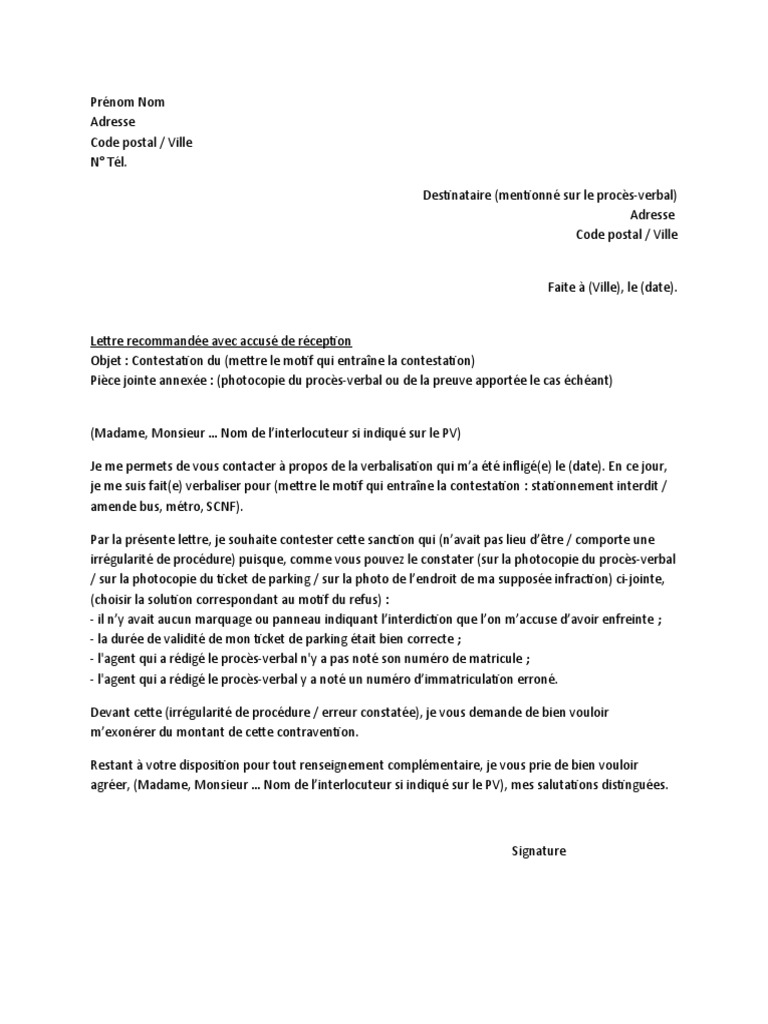 Modele de Lettre de Contestation | PDF