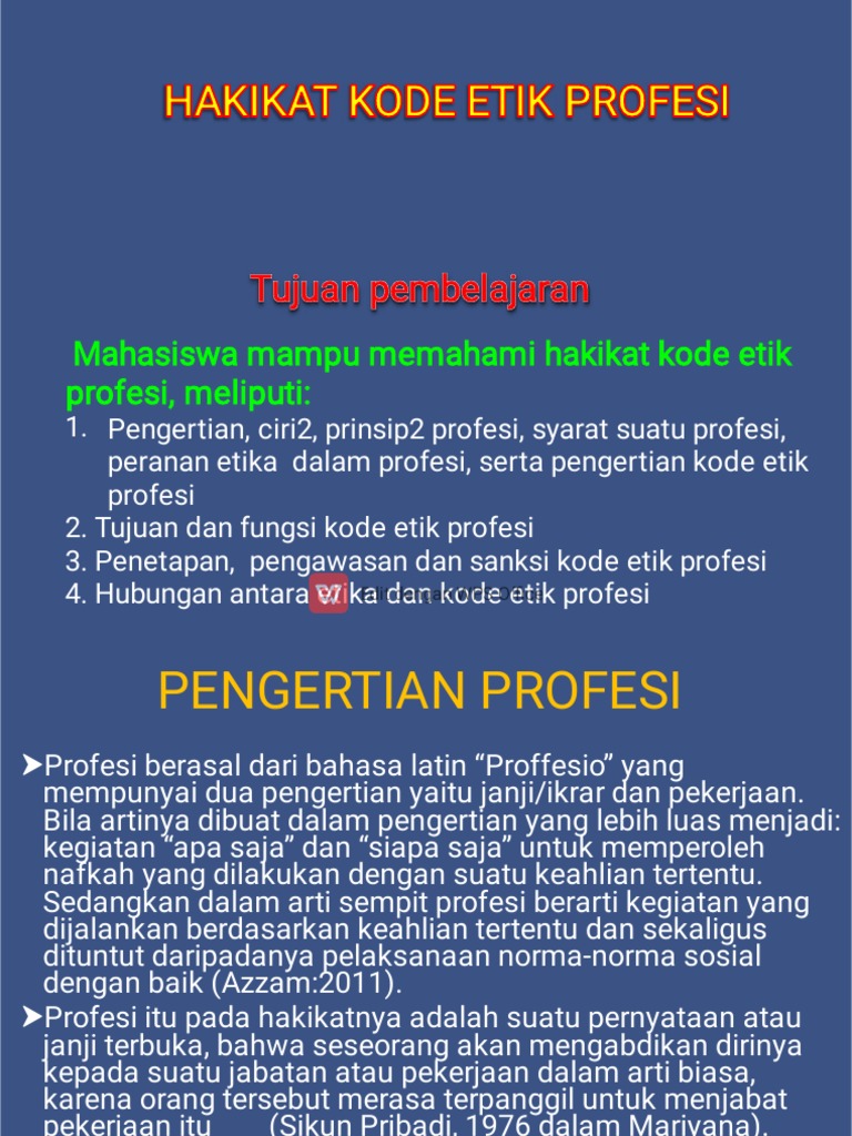 Hakikat dan Fungsi Kode Etik Profesi | PDF | Seni