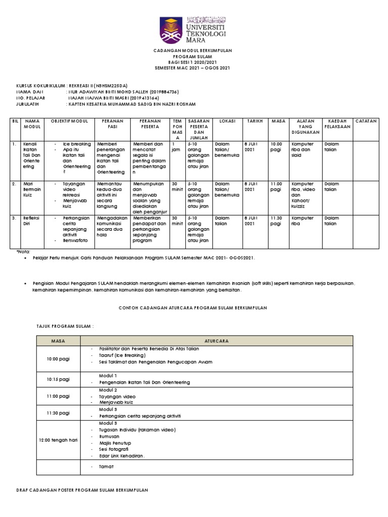 Borang Cadangan Modul Individu Program Sulam | PDF