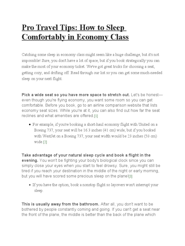How To Sleep Comfortably in Economy Class PDF Sleep Caffeine