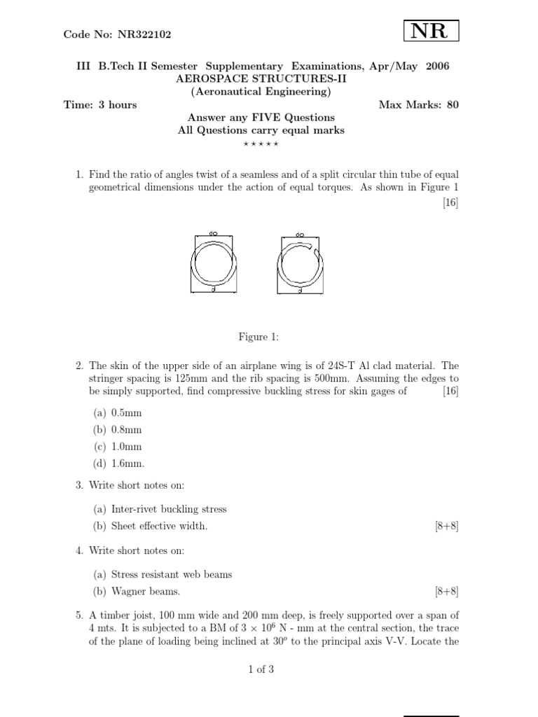 Nr322102 Aerospace Structures Ii Bending Beam Structure