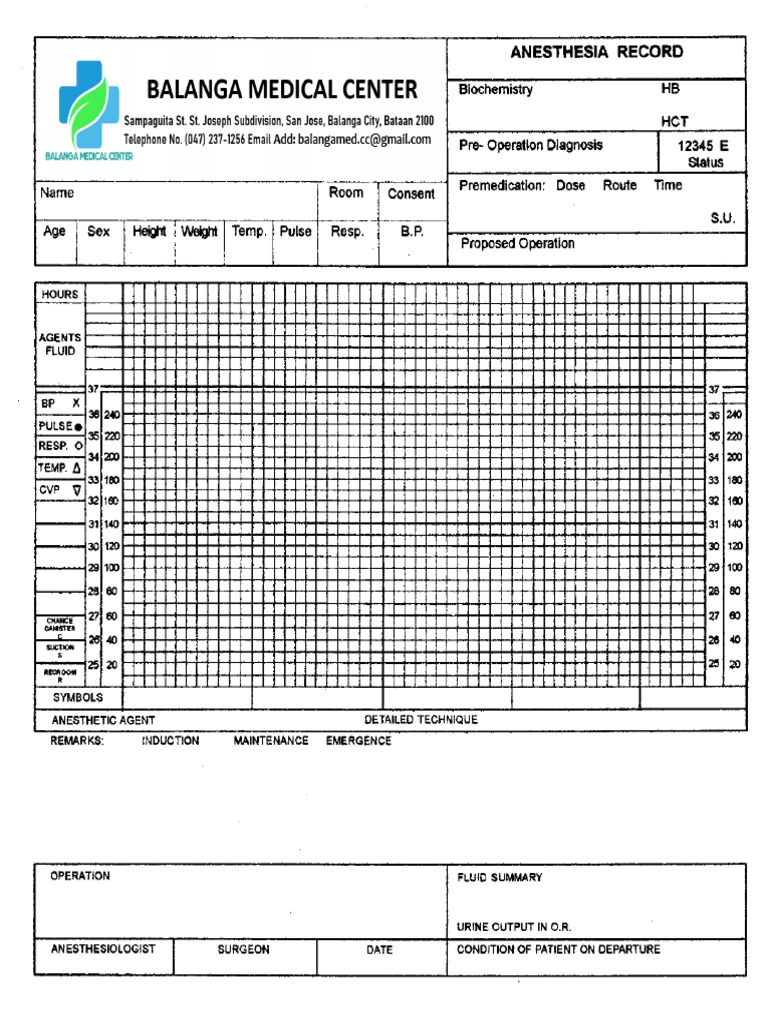 Anesthesia Record Graph PDF