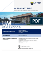 Universiti Malaya Fact Sheet For Inbound Mobility Student