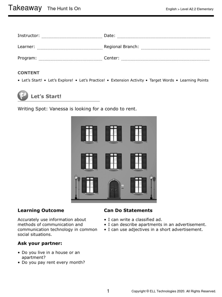 Takeaway 8 PDF Apartment Adjective