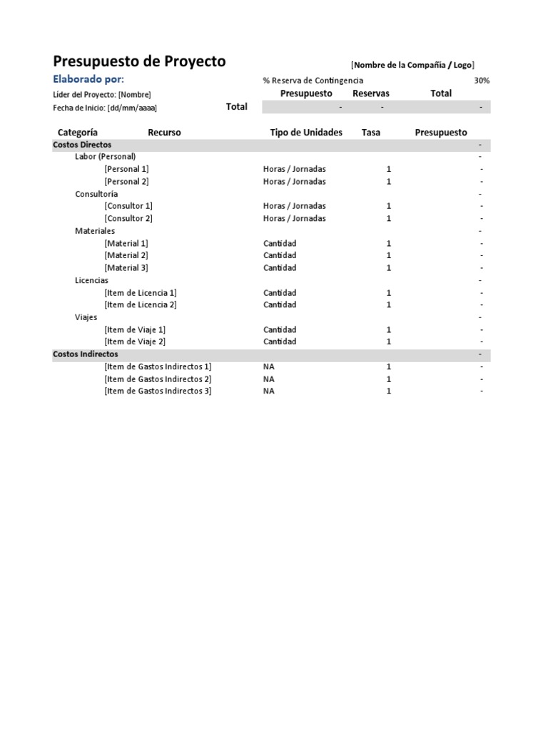 E - Presupuesto de Un Proyecto | Descargar gratis PDF | Presupuesto ...