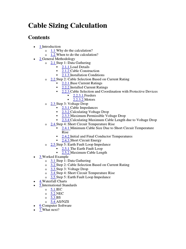 Cable Sizing Calculation Guide | PDF | Electrical Impedance ...