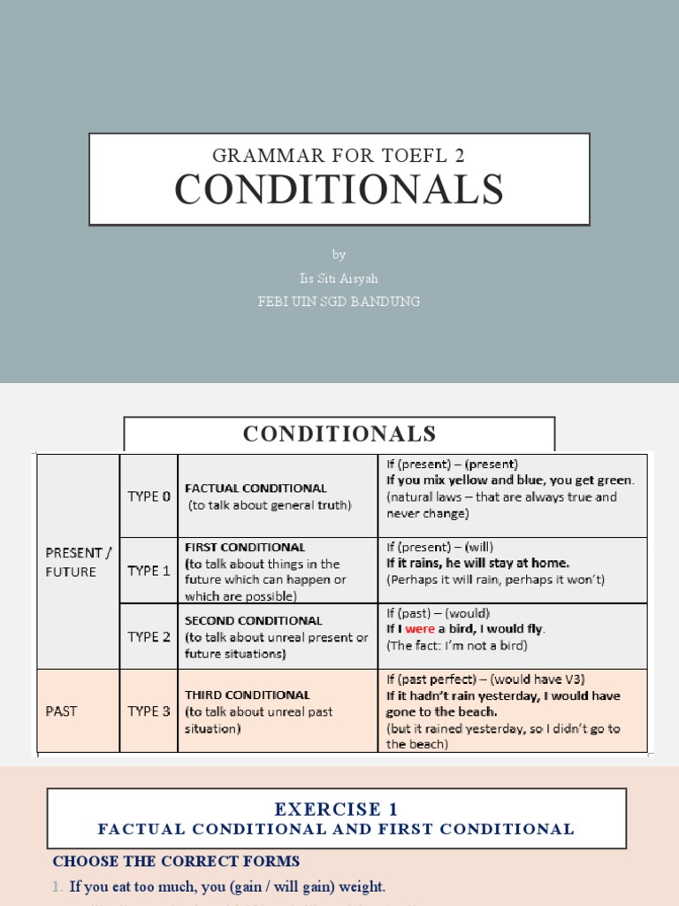 Conditional Exercises for TOEFL Prep | PDF | Language Arts & Discipline