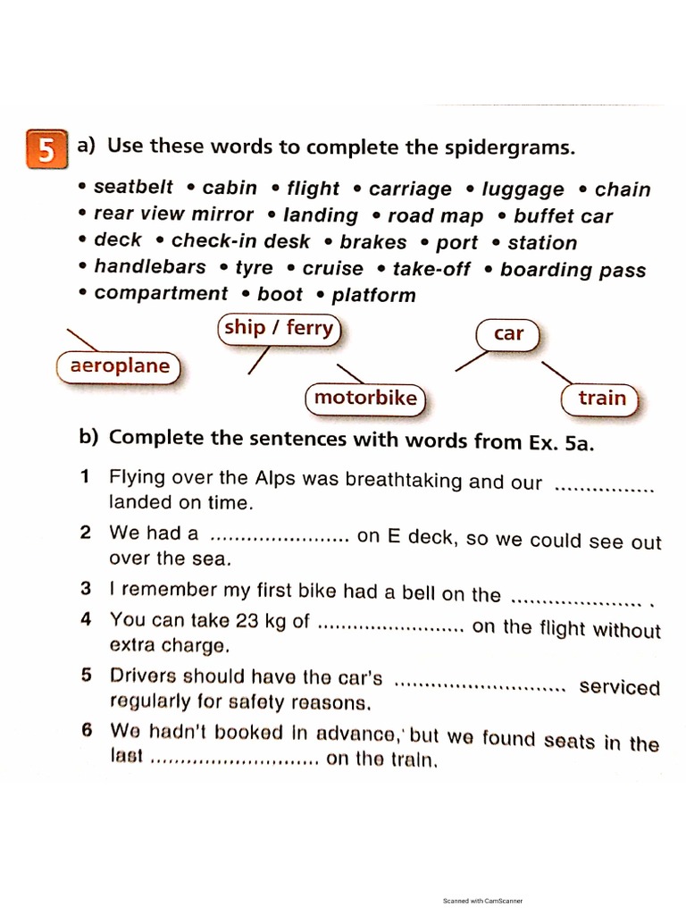 Tourism Transport Vocabulary Exercises | PDF