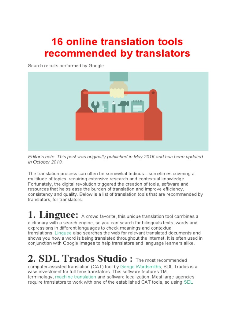 16 Online Translation Tools by Translators 1. Linguee