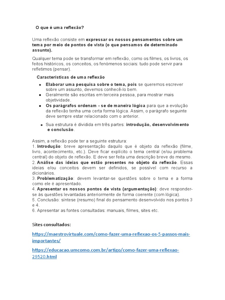 Como Fazer uma Reflexão Eficaz | PDF
