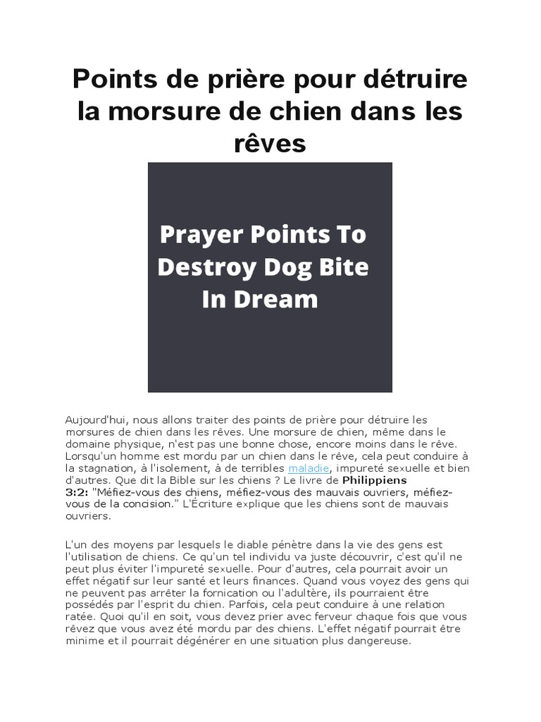 Prière De Contre Attaque Retour à L Expéditeur Points de Prière Pour Détruire La Morsure de Chien Dans Les Rêves | PDF |  Jésus | Saint-Esprit